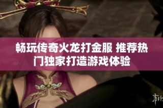畅玩传奇火龙打金服 推荐热门独家打造游戏体验