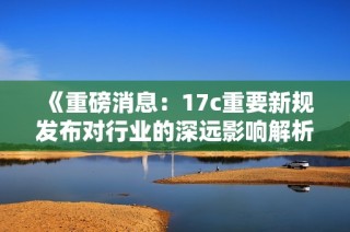《重磅消息：17c重要新规发布对行业的深远影响解析》
