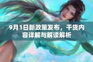 9月1日新政策发布，干货内容详解与解读解析