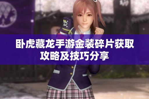 卧虎藏龙手游金装碎片获取攻略及技巧分享