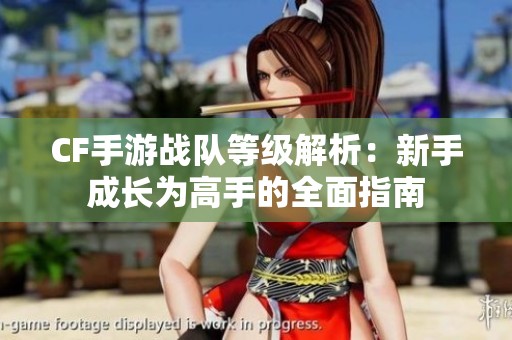 CF手游战队等级解析：新手成长为高手的全面指南